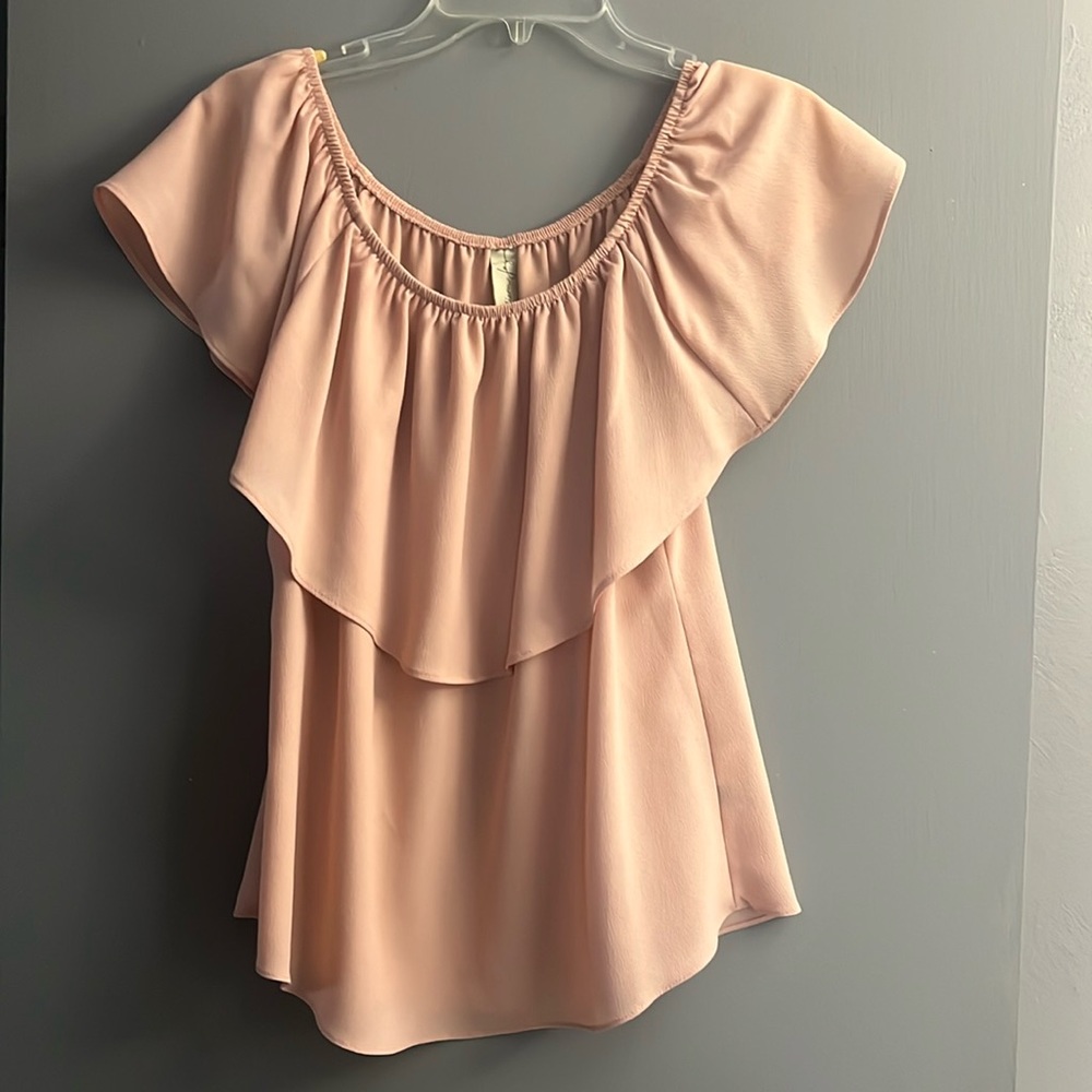 Allison Joy by Evereve -On/Off the Shoulder Top, Scoop Neck, Dusty Rose, Size M